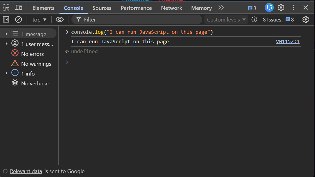 DevTools Console Tab