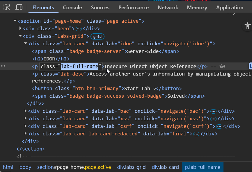 DevTools Elements Tab